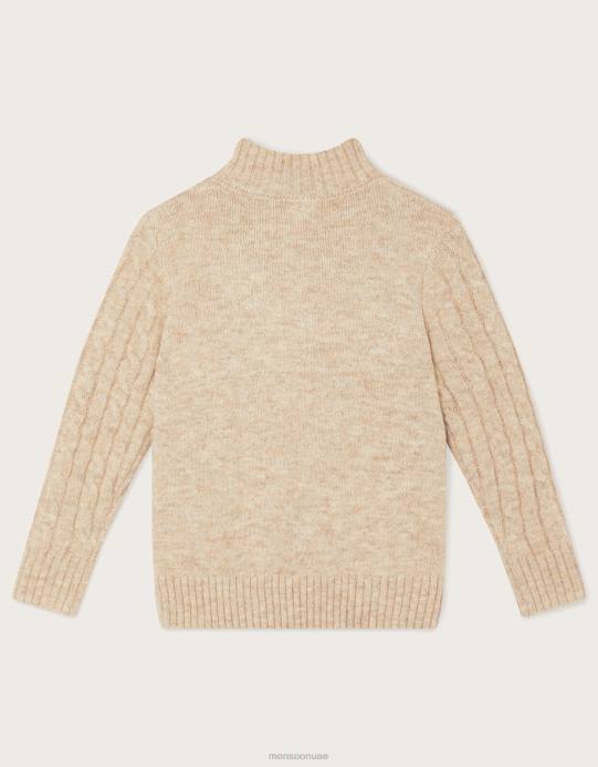 Monsoon ولد سترة متماسكة بنصف سحاب D68H2246 ملابس حجر طبيعي)