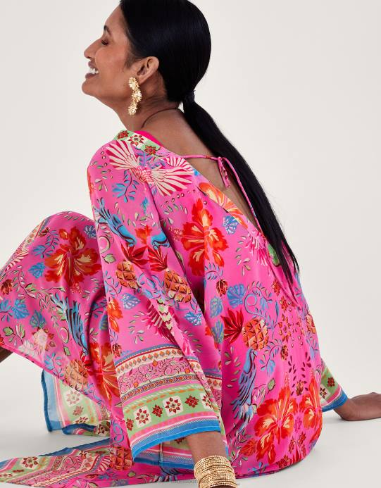 Monsoon نحيف قفطان طويل مطبوع من كيارا D68H224 ملابس موضة