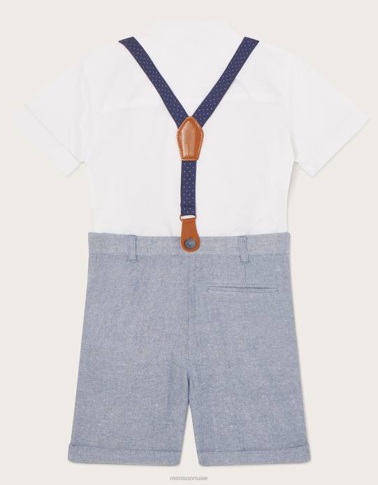 Monsoon ولد طقم ناثان مكون من ثلاث قطع من الأقواس والسراويل القصيرة D68H2256 ملابس أزرق