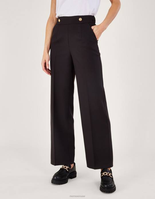 Monsoon نحيف بنطال بريدجيت العسكري التفصيلي D68H225 ملابس أسود