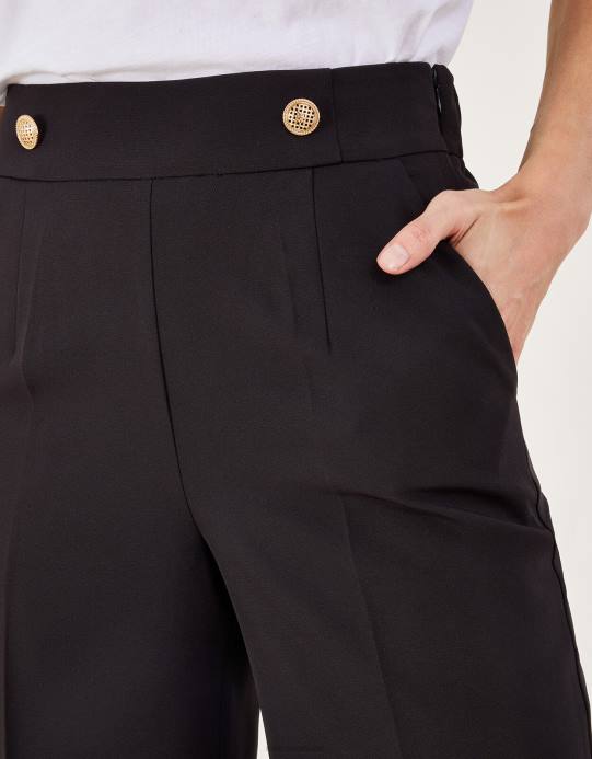 Monsoon نحيف بنطال بريدجيت العسكري التفصيلي D68H225 ملابس أسود