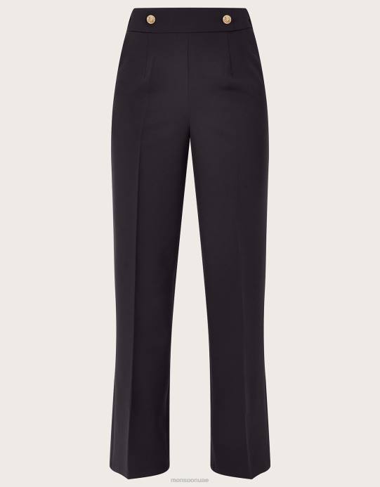 Monsoon نحيف بنطال بريدجيت العسكري التفصيلي D68H225 ملابس أسود