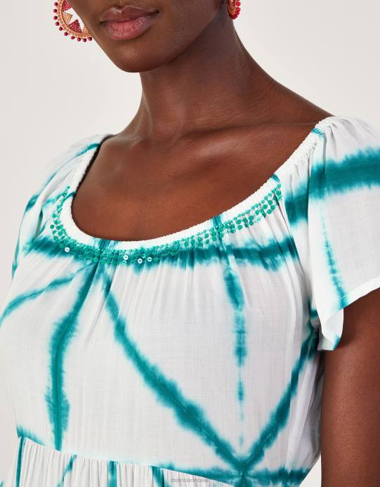 Monsoon نحيف فستان مرتفع ومنخفض بطبعات متقاطعة من لينزينغ إيكوفيرو D68H226 ملابس أبيض