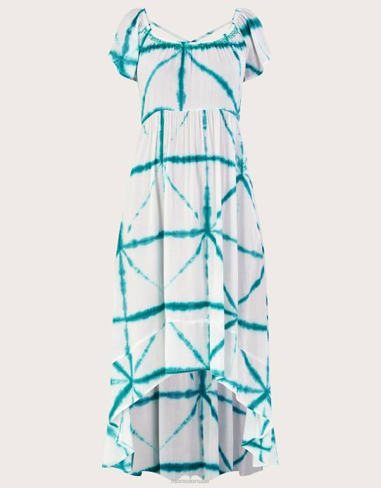 Monsoon نحيف فستان مرتفع ومنخفض بطبعات متقاطعة من لينزينغ إيكوفيرو D68H226 ملابس أبيض