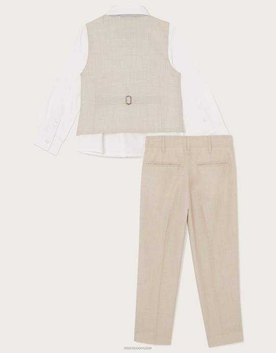 Monsoon ولد بدلة من أربع قطع مع ربطة عنق D68H2272 ملابس حجر طبيعي)