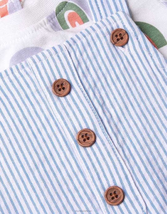 Monsoon أطفال تي شيرت مخطط لحديثي الولادة بألوان قوس قزح D68H2279 ملابس متعدد