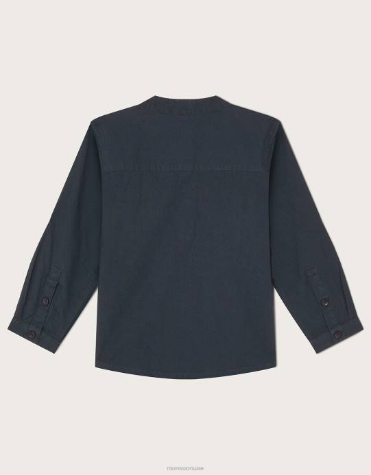 Monsoon ولد قميص كورتا طويل مطرز D68H2290 ملابس الأزرق الداكن)