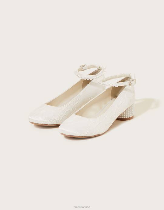 Monsoon بنت الكعب الدانتيل اللؤلؤ D68H2293 أحذية عاج