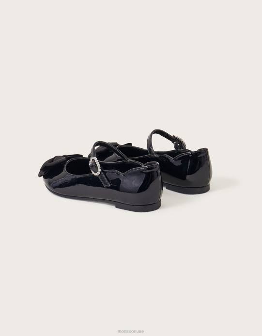 Monsoon بنت حذاء راقصة الباليه المسطح من جيسيكا براءة اختراع D68H2294 أحذية أسود