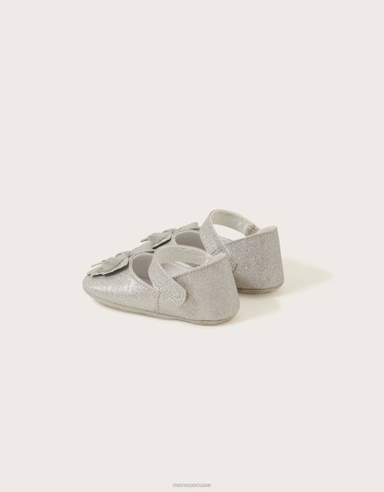 Monsoon أطفال الجوارب القوس البريق D68H2302 أحذية فضة