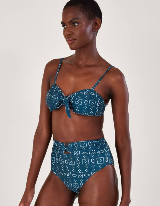 Monsoon نحيف بيكيني علوي مصبوغ من الباتيك مع بوليستر معاد تدويره D68H230 ملابس الأزرق الداكن)