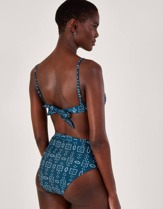 Monsoon نحيف بيكيني علوي مصبوغ من الباتيك مع بوليستر معاد تدويره D68H230 ملابس الأزرق الداكن)