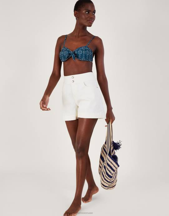 Monsoon نحيف بيكيني علوي مصبوغ من الباتيك مع بوليستر معاد تدويره D68H230 ملابس الأزرق الداكن)