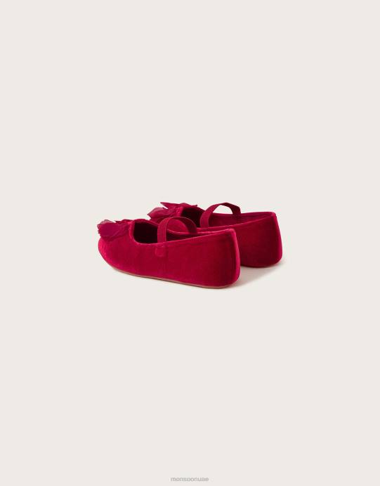 Monsoon أطفال حذاء كانكان مخملي ووكر باللون الأحمر D68H2310 أحذية أحمر