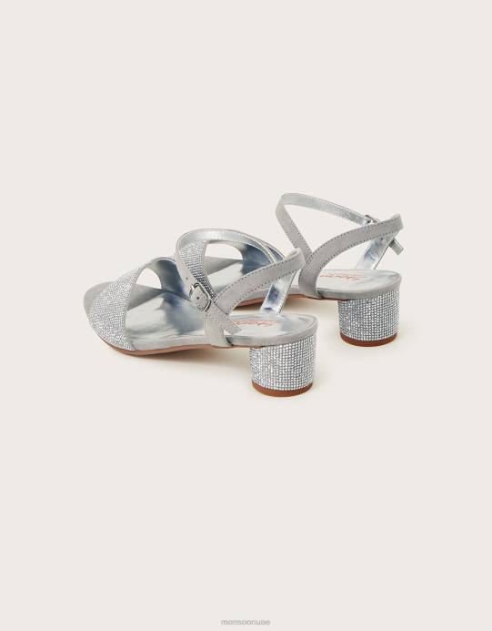 Monsoon بنت صندل بكعب مرصع D68H2333 أحذية فضة