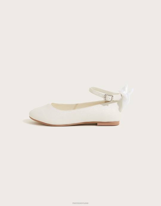 Monsoon بنت أحذية راقصة الباليه المسطحة من الأورجانزا D68H2338 أحذية عاج