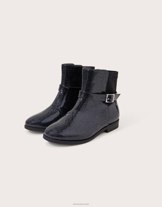 Monsoon بنت براءة اختراع القوس بريق الأحذية D68H2350 أحذية أسود