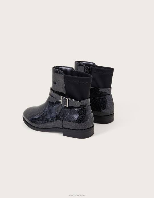 Monsoon بنت براءة اختراع القوس بريق الأحذية D68H2350 أحذية أسود