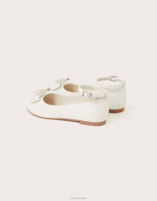 Monsoon بنت حذاء باليرينا مسطح من تيلا لوف هارت D68H2356 أحذية عاج