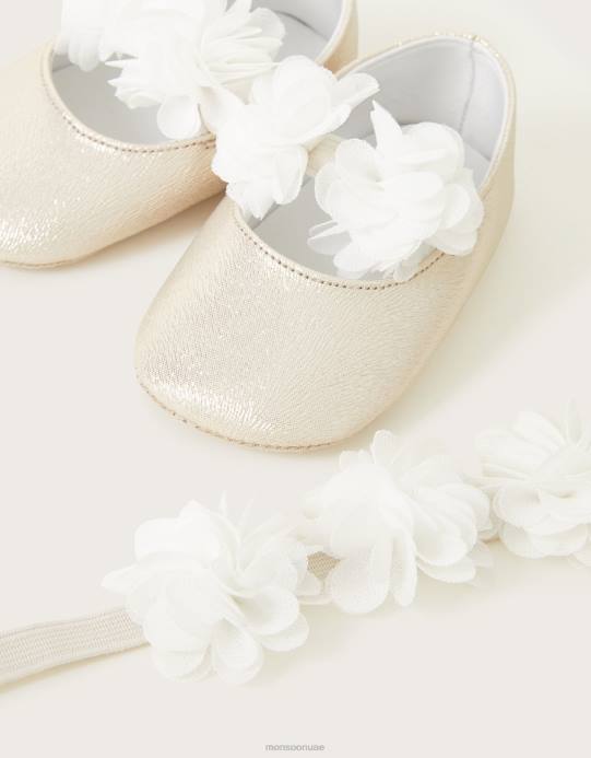 Monsoon أطفال مجموعة أحذية بيبي إيلا كورسيج ومجموعة باندو D68H2376 أحذية ذهب