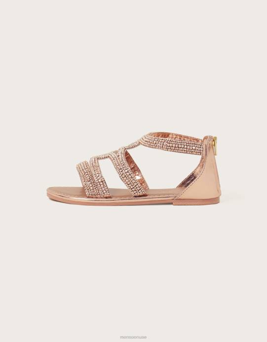 Monsoon بنت صندل بأشرطة مطرزة D68H2380 أحذية الذهب (الذهب الوردي)