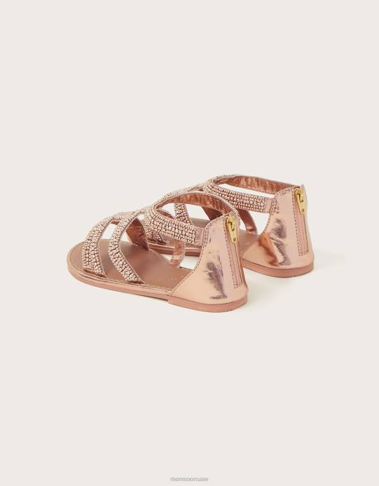 Monsoon بنت صندل بأشرطة مطرزة D68H2380 أحذية الذهب (الذهب الوردي)