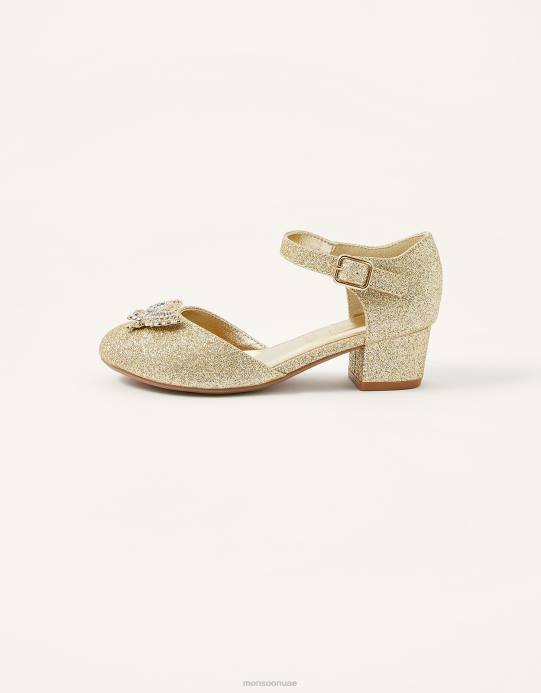 Monsoon بنت كعب فراشة بريق D68H2387 أحذية ذهب