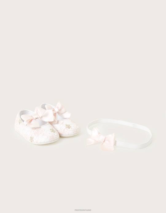 Monsoon أطفال مجموعة أحذية بيبي زهر ومجموعة باندو D68H2388 أحذية لون القرنفل