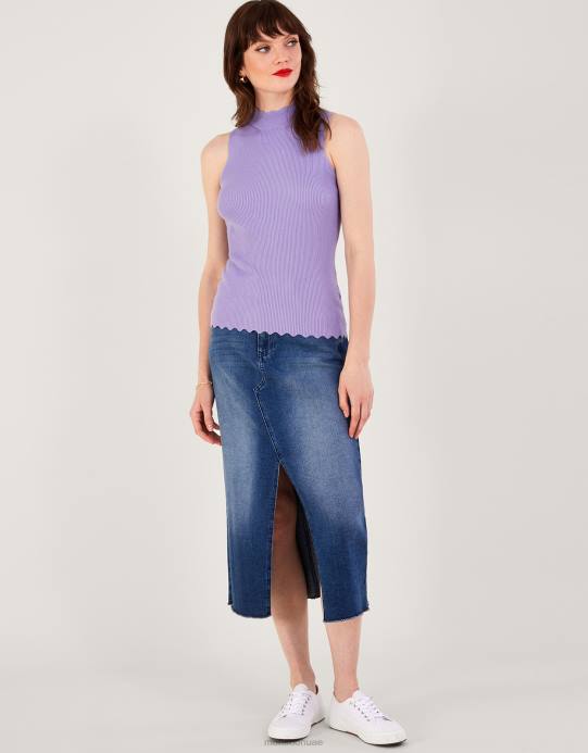 Monsoon نحيف أعلى خزان الرقبة الرسن مضلع D68H240 ملابس الأرجواني (أرجواني)