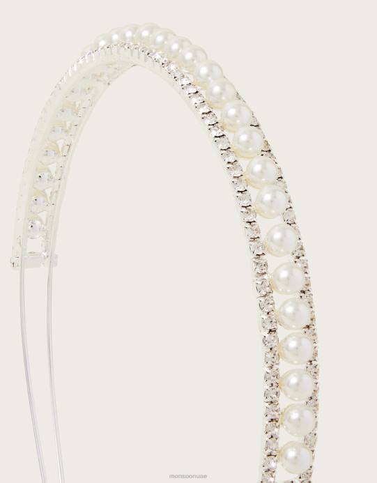 Monsoon بنت عصابة رأس لوصيفة العروس من اللؤلؤ والماس D68H2411 ملحق أنيق