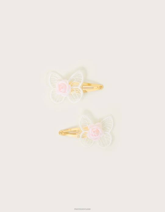 Monsoon بنت مجموعة مشابك شعر على شكل فراشة لاسي مكونة من قطعتين D68H2434 ملحق أنيق