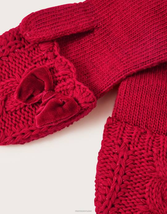 Monsoon أطفال قفازات مغطاة بالقوس D68H2438 ملحق أحمر