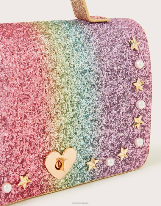 Monsoon بنت فوق حقيبة الحقيبة اللامعة بألوان قوس قزح D68H2449 ملحق موضة