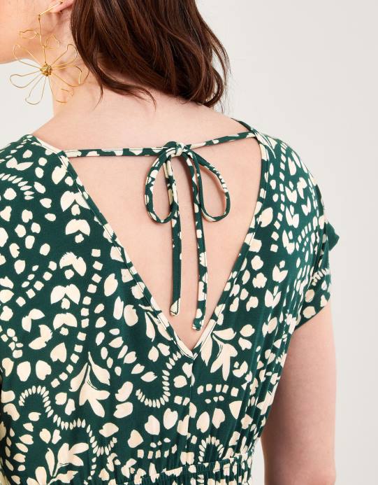 Monsoon نحيف فستان ميدي ملائم ومشرق بطبعات D68H244 ملابس الأخضر (الأخضر الداكن)