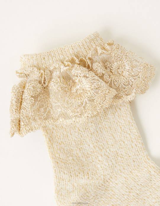 Monsoon بنت جوارب أطفال لامعة على شكل زهرة D68H2455 ملحق ذهب