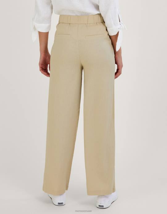 Monsoon نحيف بنطال جيني قصير الطول من مزيج الكتان D68H245 ملابس حجر طبيعي)