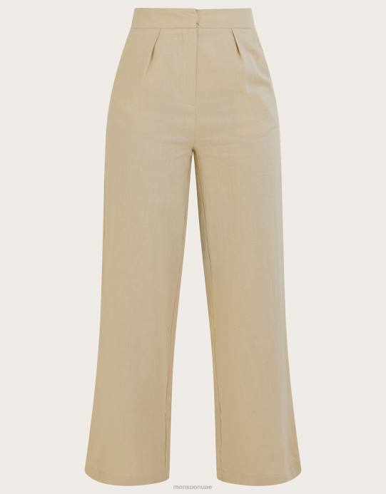 Monsoon نحيف بنطال جيني قصير الطول من مزيج الكتان D68H245 ملابس حجر طبيعي)