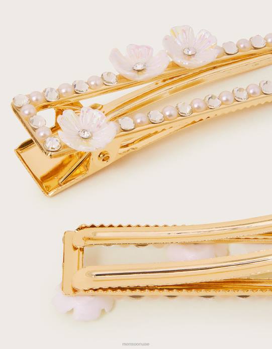 Monsoon بنت مجموعة مشابك شعر برعم لامعة مكونة من قطعتين D68H2464 ملحق رشيقة