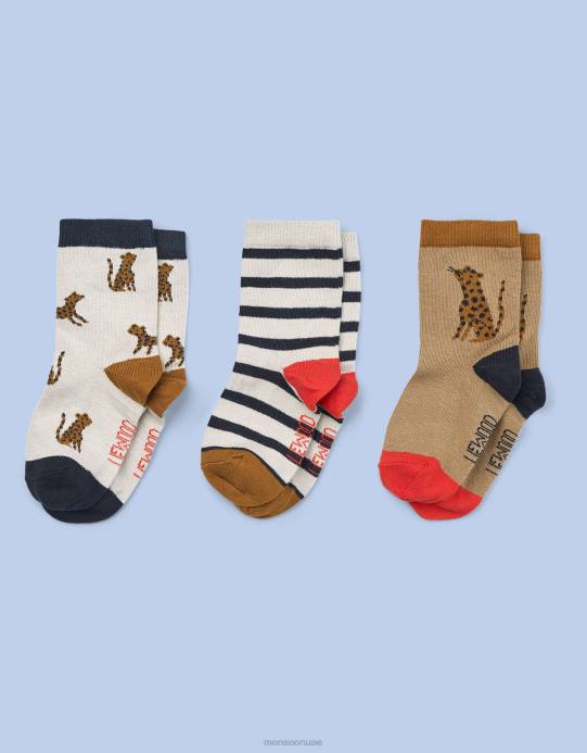 Monsoon أطفال مجموعة من ثلاثة جوارب بطبعة جلد الفهد من ليووود سيلاس D68H2468 ملحق متعدد