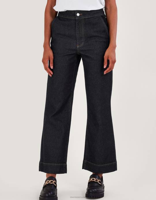 Monsoon نحيف لارا جان واسعة الساق D68H24 ملابس الأزرق (نيلي)