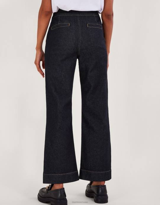 Monsoon نحيف لارا جان واسعة الساق D68H24 ملابس الأزرق (نيلي)