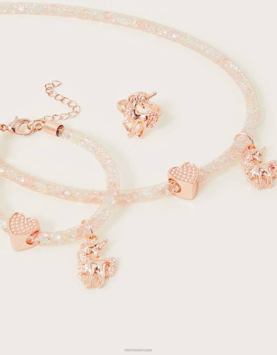 Monsoon بنت مجموعة المجوهرات المغلفة يونيكورن D68H2506 ملحق أنيق