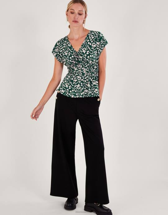 Monsoon نحيف قميص جيرسي بطبعة ملائمة ومتوهجة D68H250 ملابس الأخضر (الأخضر الداكن)