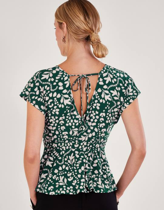 Monsoon نحيف قميص جيرسي بطبعة ملائمة ومتوهجة D68H250 ملابس الأخضر (الأخضر الداكن)