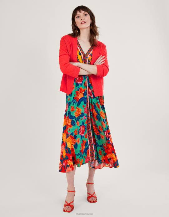 Monsoon نحيف سترة جيب من مزيج الكتان D68H252 ملابس برتقالي (مرجاني)