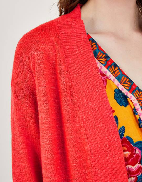 Monsoon نحيف سترة جيب من مزيج الكتان D68H252 ملابس برتقالي (مرجاني)