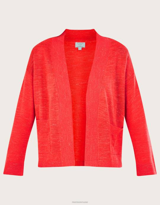 Monsoon نحيف سترة جيب من مزيج الكتان D68H252 ملابس برتقالي (مرجاني)