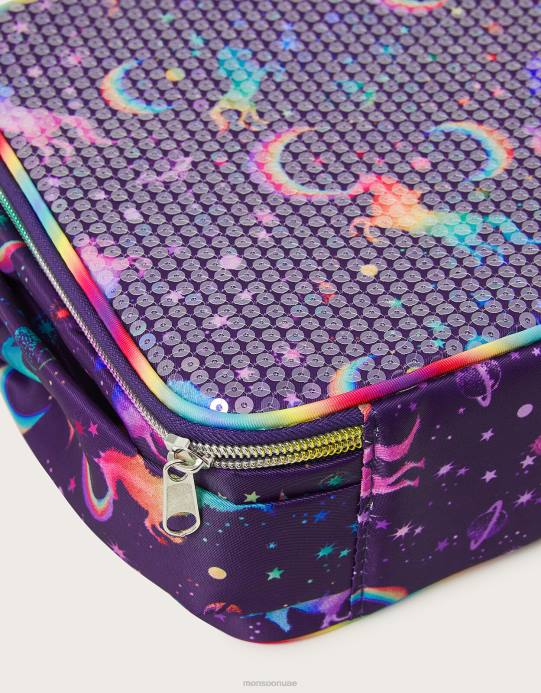 Monsoon بنت حقيبة غداء مزينة بالترتر على شكل وحيد القرن D68H2531 ملحق موضة