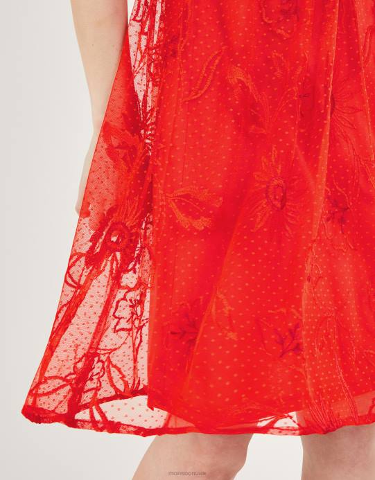 Monsoon نحيف نورا فستان قصير مطرز D68H253 ملابس البرتقالي