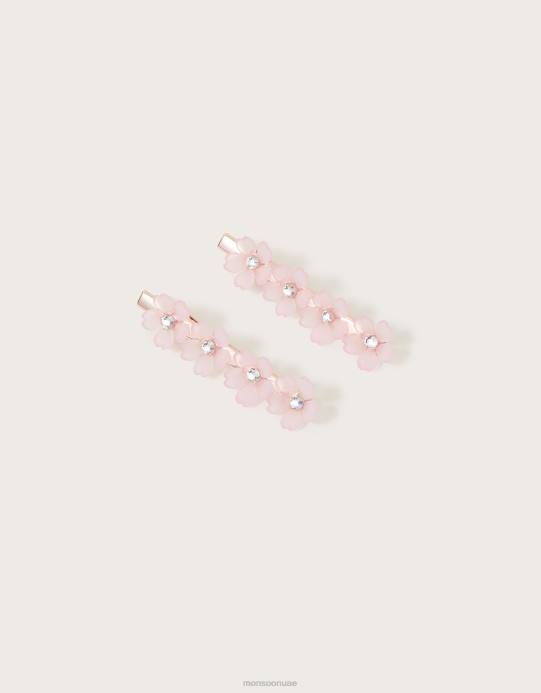 Monsoon بنت مجموعة مشابك شعر على شكل زهرة ديامانتي مكونة من قطعتين D68H2542 ملحق حار